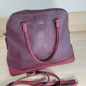 Kate Spade New York Mega Margot Handbag Two Toned Burgundy Plum Satchel Purse